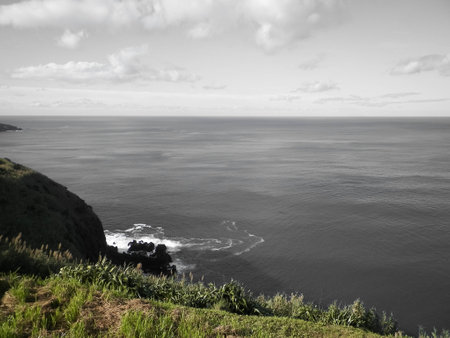 Stunning view of Atlantic Ocean. Copy space on sky.の写真素材