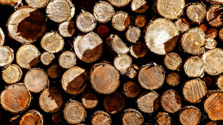 Wooden beams as nature background. Forest clearance -environmental protection and agriculture concept.の写真素材