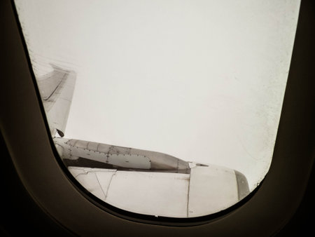 Airplane engine seen from the window. Travel concept.