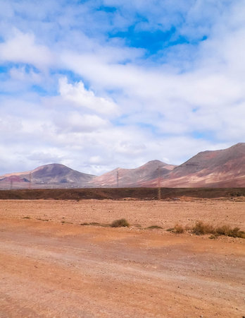 Offroad over desert on Lanzarote Island. Mars like scenery.の写真素材