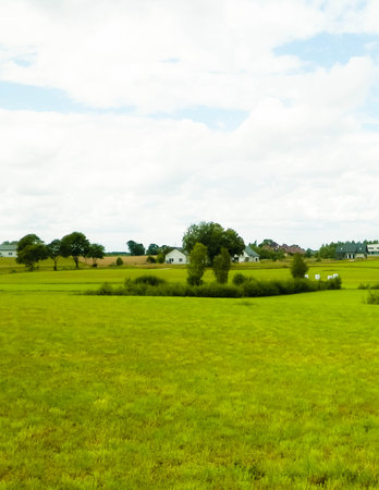 Rural landscape of Kashubia Region in Poland. Bauty of nature and agriculture concept.の写真素材