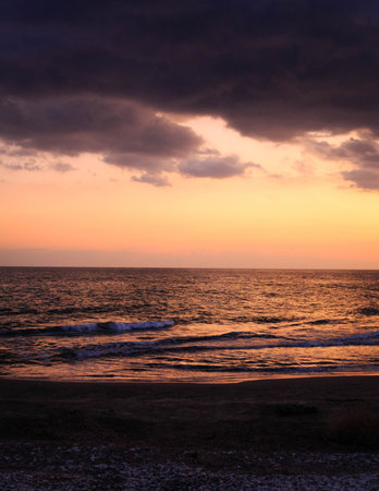 Stunning view of sunset sky over Mediterranean Sea. Beauty of nature.の写真素材