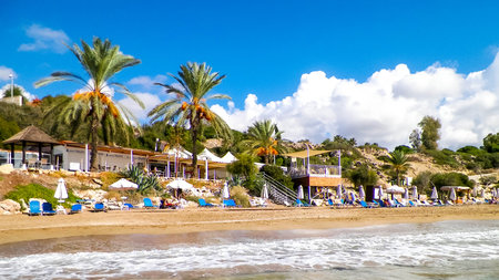 Coral beach on Cyprus. Popular touristic places.の写真素材
