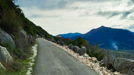 Road over lovcen mountains in Montenegro. Beauty of nature. Autumn season.の写真素材