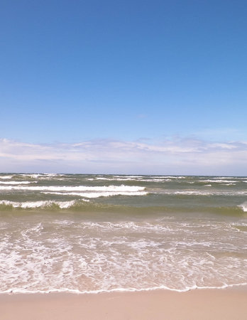 Breathtaking view of the Baltic Sea. Copy space on sky.の写真素材