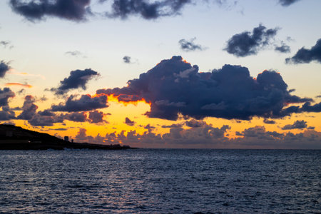 Beautiful sunrise or sunset sky over Mediterranean Sea.の写真素材