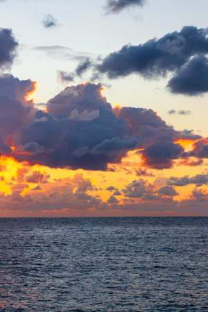 Beautiful sunrise or sunset sky over Mediterranean Sea.の写真素材