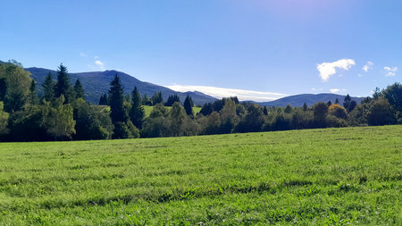 Beautiful view of the Polish Bieszczady Mountains on a sunny day. Discovering the beauty of the...