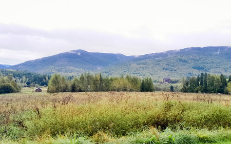 Beautiful view of the Polish Bieszczady Mountains. Discovering the beauty of the Carpathians.
