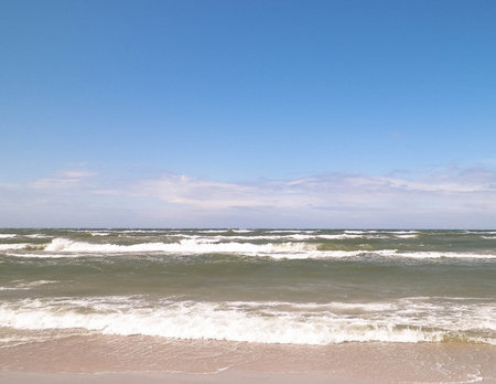 Baltic Sea. Copy space on blue sky.の写真素材