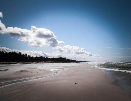 Huge beach in Leba. Baltic Sea coast. Leba is one of the biggest beaches in Poland.の写真素材