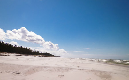 Huge beach in Leba. Baltic Sea coast. Leba is one of the biggest beaches in Poland.の写真素材