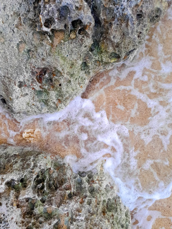 Coastal rocks and sea water as a natural background. Copy space.の写真素材