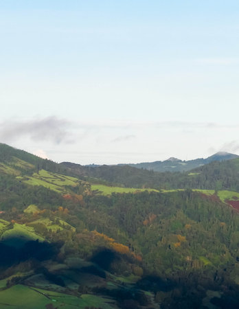 Mountain landscape of Sao Miguel island. Azores archipelago. Beauty of nature.の写真素材