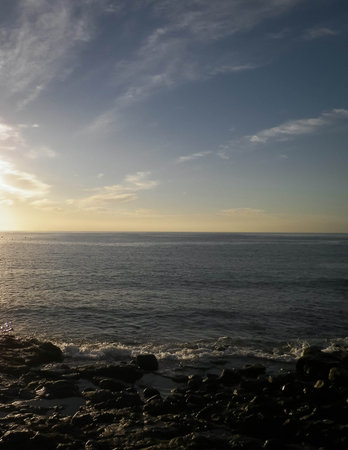 Atlantic Ocean coast view from Lanzarote island. Playa Blanca.の写真素材