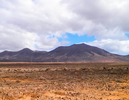 Offroad over desert on Lanzarote Island. Mars like scenery.の写真素材