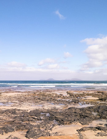 The Atlantic shore in Caleta de Famara. Lanzarote Island. Canarians.の写真素材