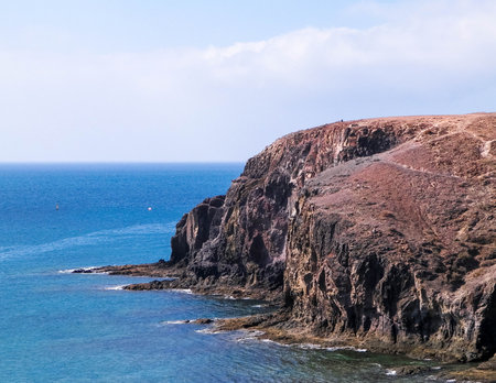 Rocks on the coast of Lanzarote Island. Beauty of nature. Travel concept.の写真素材