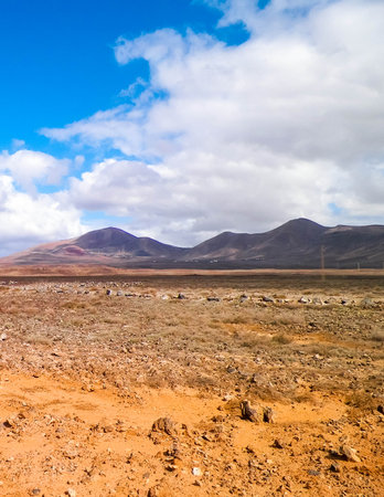 Offroad over desert on Lanzarote Island. Mars like scenery.の写真素材