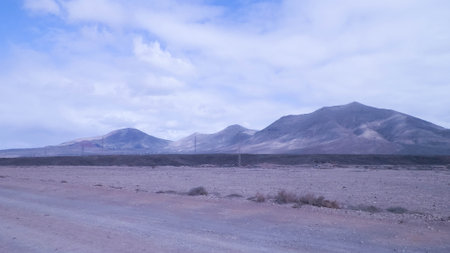 Offroad over desert on Lanzarote Island. Mars like scenery.の写真素材