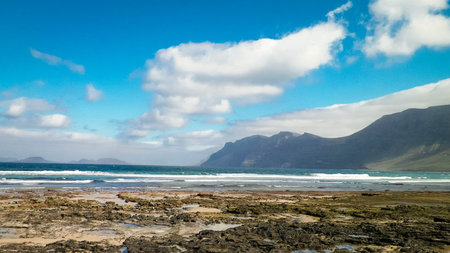 The Atlantic shore in Caleta de Famara. Lanzarote Island. Canarians.の写真素材