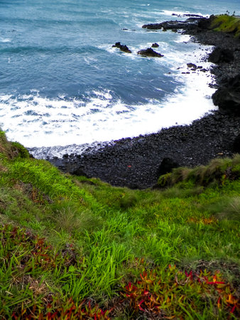 Stormy weather over Povocao beach on Sao Miguel. Azores.の写真素材
