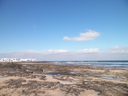 The Atlantic shore in Caleta de Famara. Lanzarote Island. Canarians.の写真素材