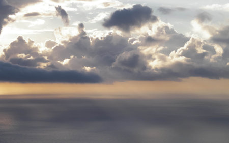 Stunning oceanscape of Atlantic ocean at sunrise. Beauty of nature.の写真素材