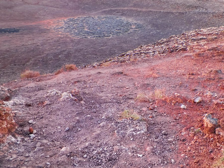 Volcano crater on top of Montaの写真素材