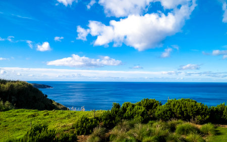 Beautiful view of coastal area on Sao Miguel island. Beautiful nature of Azores.