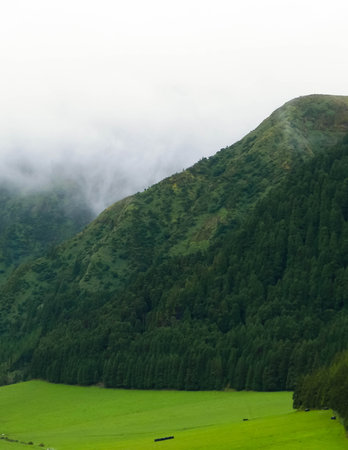 High mountains of Sao Miguel Island. Azores. Mountain view. Azores.の写真素材