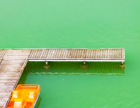 Pier on lake. Cruise and recreation concept.の写真素材