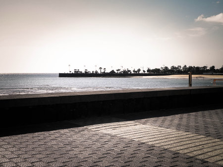 Coastal area in Arrecife, Lanzarote Island. Arrecife is the capital city of Lanzarote island. tourism concept, copy space.の写真素材
