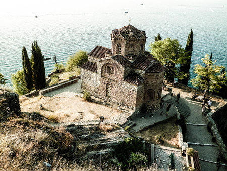 Monastery of St. John at Kaneo. Architecture, tourism and religion concept. Church of St. John at...
