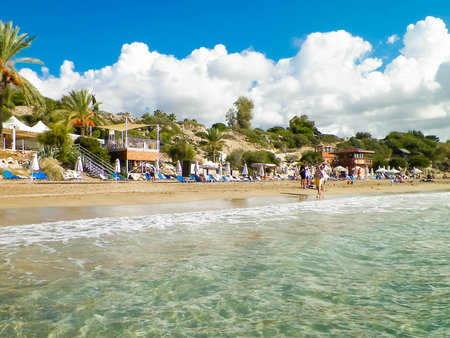 Coral beach on Cyprus. Popular touristic places.の写真素材