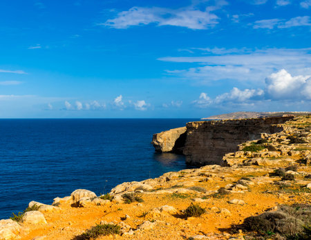 Landscape of Marfa Peninsula. North part of Malta.の写真素材