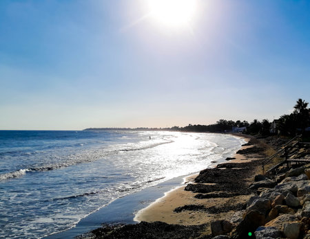 Sunny day over Mediterranean Sea. Cyprus Island. Beauty of nature.の写真素材