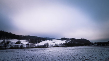Winter landscape in Kashubia. Northern Poland.の写真素材
