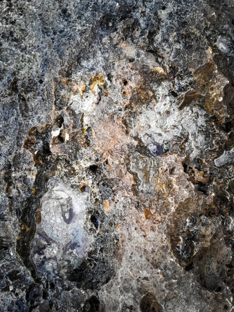 Coastal rocks and sea water as a natural background. Copy space.
