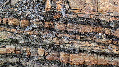 Rocky wall as natural background. Copy space.
