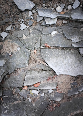 Rocks on ground as nature background. Copy space.