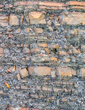 Rocky wall as natural background. Copy space.