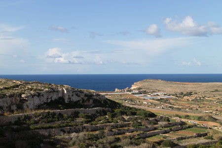 Landscape of Marfa Peninsula. North part of Malta.の写真素材