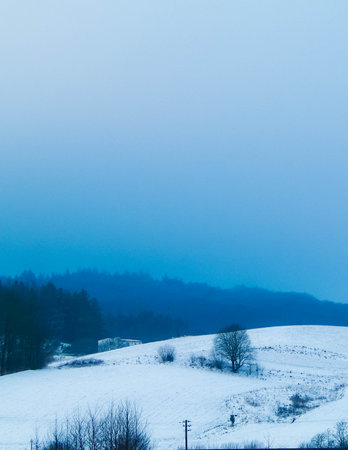 Winter landscape in Kashubia. Northern Poland.の写真素材