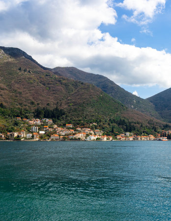 Small village on the coast of Kotorska Bay. Montenegro.