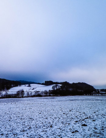 Winter landscape in Kashubia. Northern Poland.の写真素材
