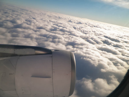 Airplane engine seen from the window. Travel concept.