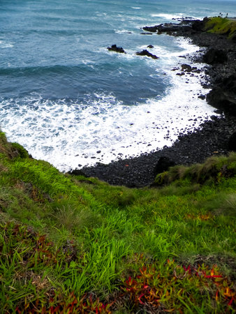 Stormy weather over beach on Sao Miguel. Azores.
