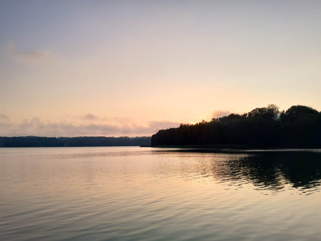 Wysocki Lake coast. Early morning in Kashubia. Northern Poland.の写真素材