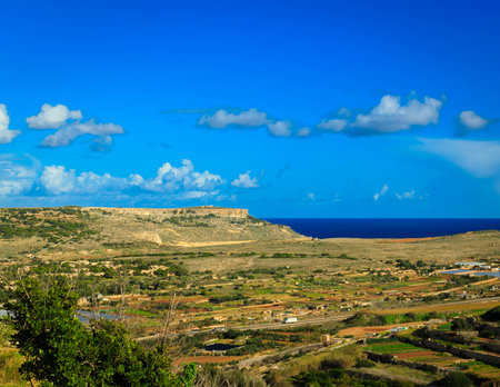 Landscape of Marfa Peninsula. North part of Malta.の写真素材